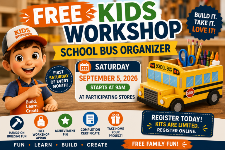 Free Home Depot School Bus Organizer Kids Workshop – September 5, 2026